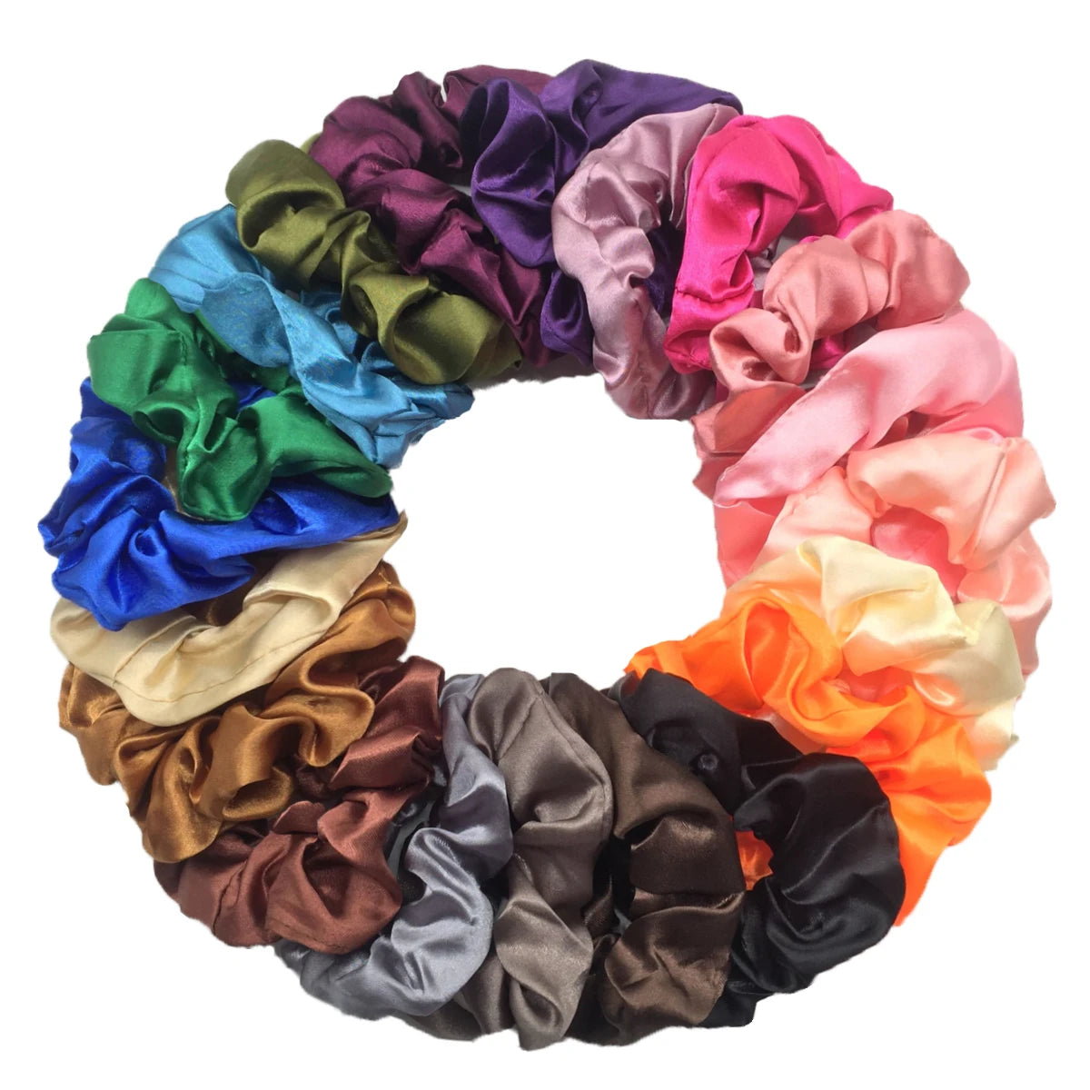 6 unids/lote, bandas para el pelo, lazos, cuerdas, soporte para cola de caballo para mujeres o niñas, accesorios, tocados de satén, Color sólido 100