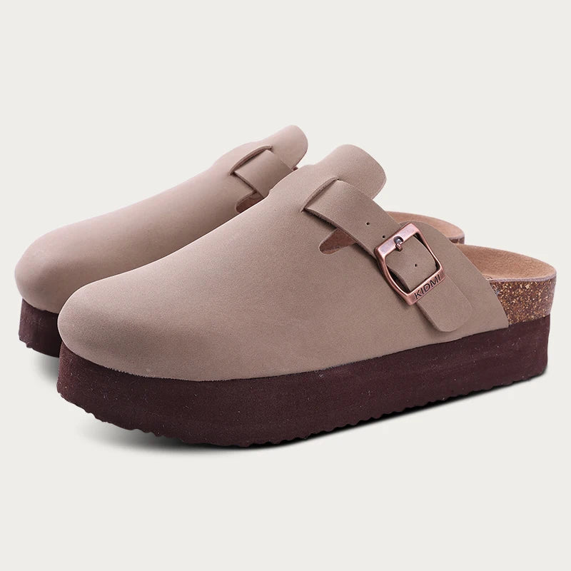 Shevalues-Sandalias de plataforma para mujer, zuecos de tacón grueso, zapatillas de cuero, calzado de corcho, sandalias de playa a la moda, Verano