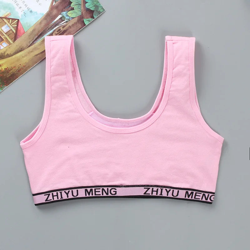 Sujetador de entrenamiento de algodón para chica adolescente de 8 a 18 años, chaleco para adolescentes, camisetas sin mangas inalámbricas para niños, KF020