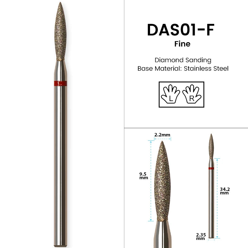 Brocas de cerámica para uñas de diamante, fresa para manicura, limas rotativas para cutículas izquierda y derecha, herramientas de accesorios para uñas DIY