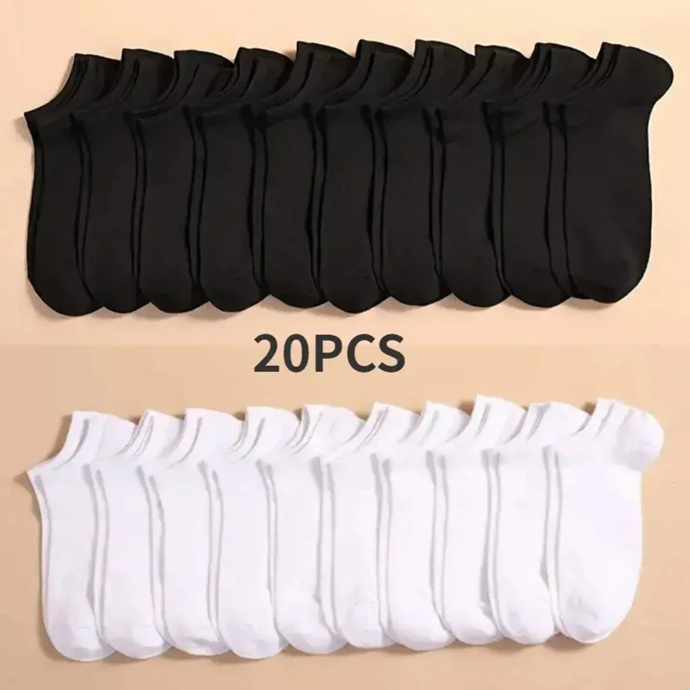 10/20 pares de calcetines náuticos informales Unisex de Color liso, finos, transpirables, cómodos, antiolor, absorbentes del sudor, calcetines tobilleros de corte bajo para hombres y mujeres