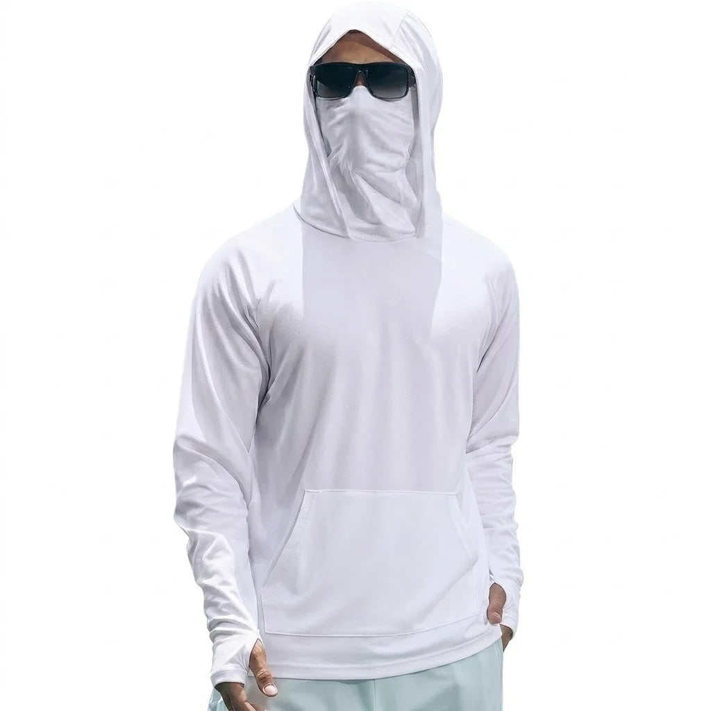 Camiseta de Manga Larga con Capucha para Hombre, Protección Solar UPF50+, de Secado Rápido, para Correr, Pesca, Deporte, Estilo Urbano