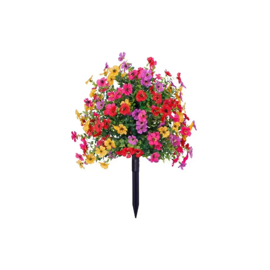 Flores Artificiales para Decoración de Jardín Interior y Exterior, Margaritas Artificiales con Hojas de Eucalipto, Plantas Falsas, Vegetación para Porche y Patio