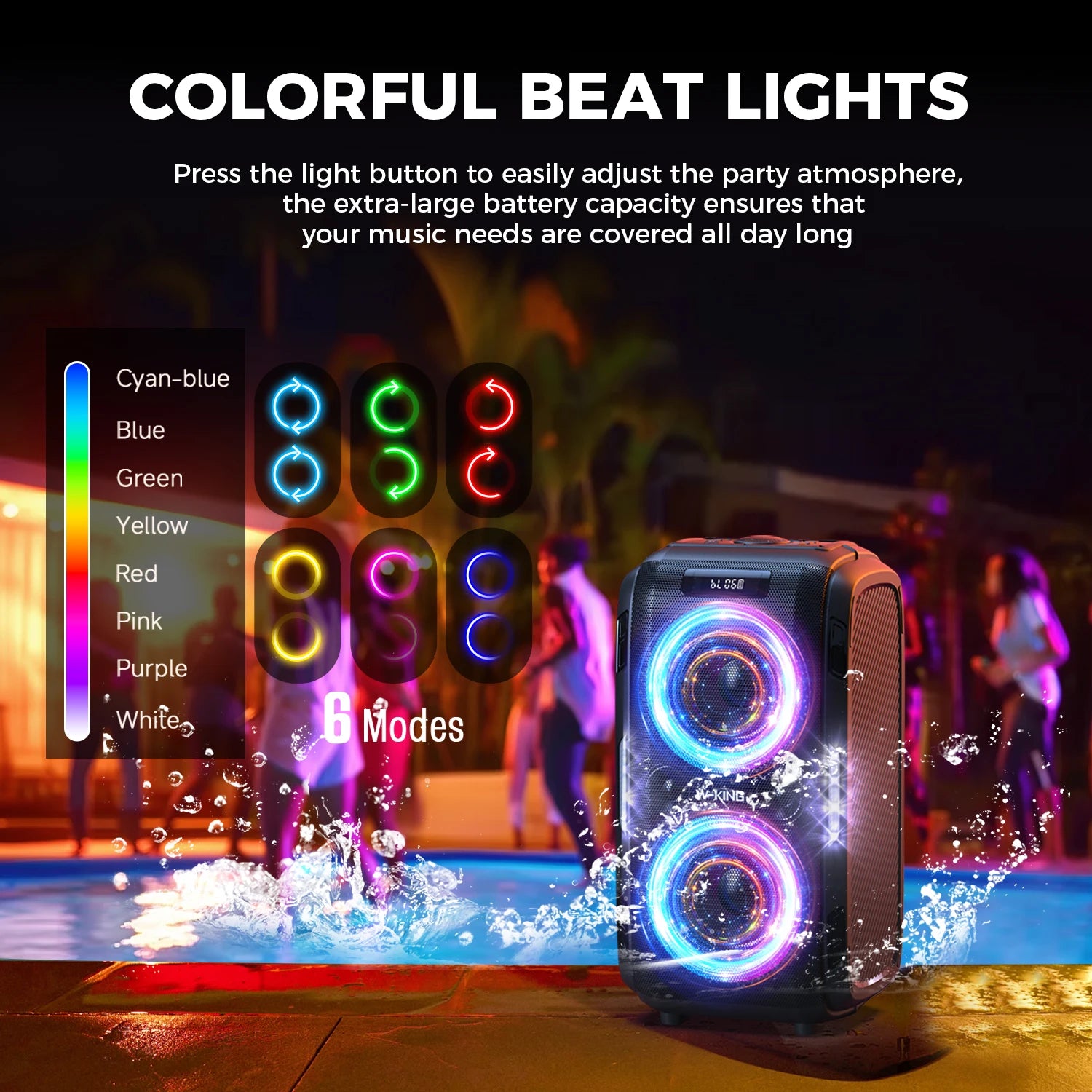 W-KING Altavoz Bluetooth grande PEAK de 250W, el más ruidoso/masif, 120dB/12 graves personalizados, altavoz portátil Boombox de fiesta grande V5.3 inalámbrico