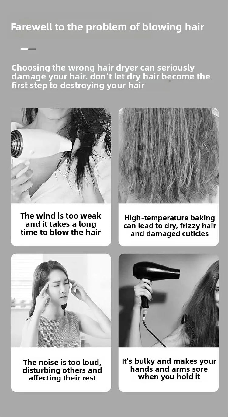 Secador de Pelo Profesional de 1.8m, Alta Potencia, 5 Boquillas, Iones Negativos, Secado Rápido, Temperatura Constante, No Daña el Cabello, Venta al Por Mayor