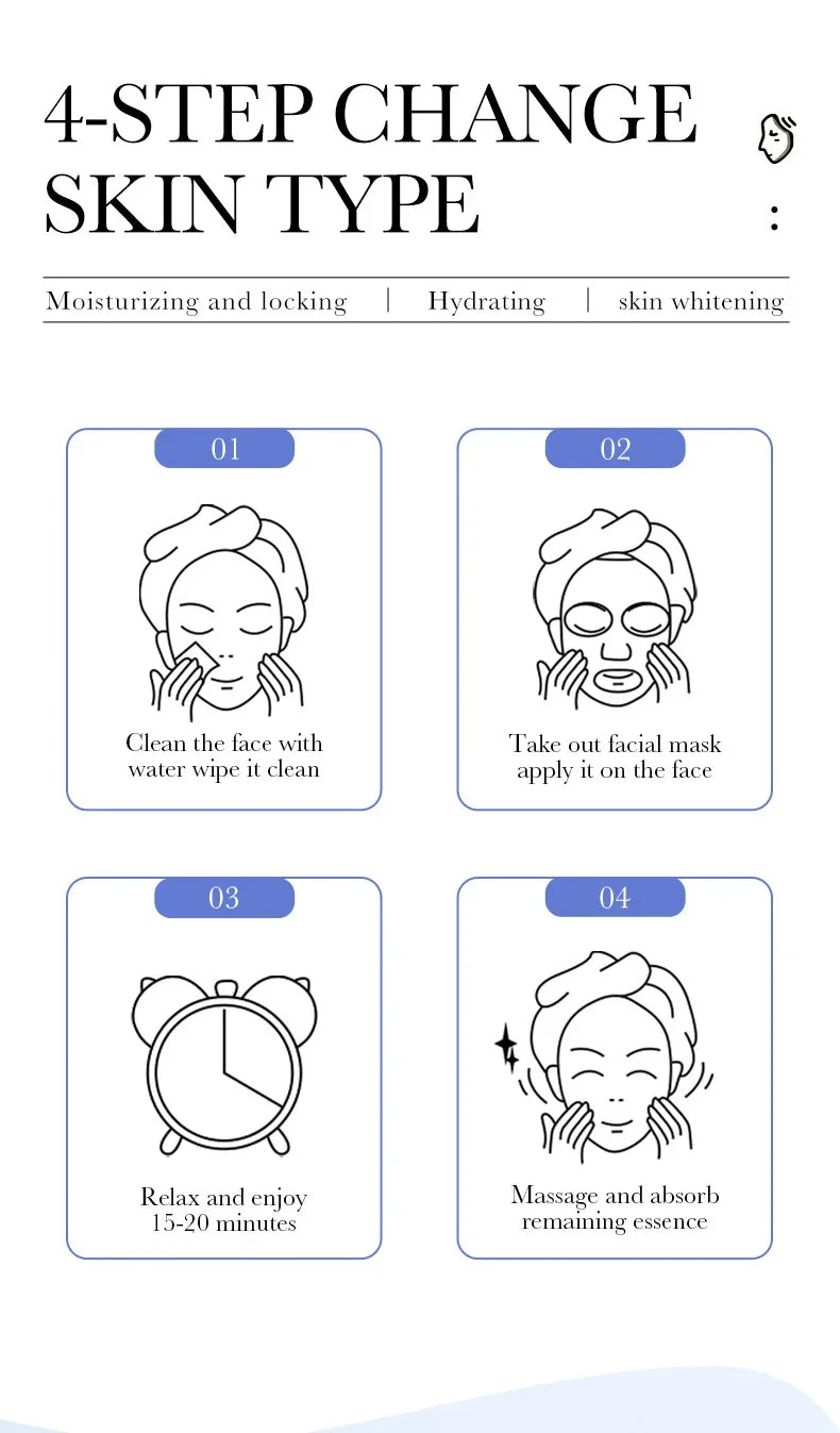10 Uds SAODER máscaras faciales de ácido hialurónico cuidado de la piel reafirmante mascarilla Facial hidratante productos para el cuidado de la piel Facial