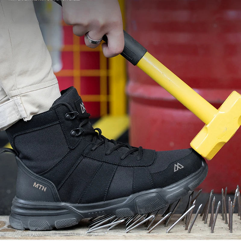 Zapatos de seguridad ligeros y transpirables para hombre, puntera de acero, zapatos de trabajo antigolpes, botas de seguridad indestructibles antipinchazos