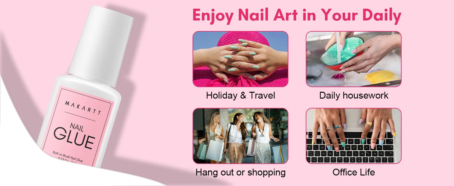Pegamento para Uñas Makartt Super Fuerte para Uñas Acrílicas, Uñas Postizas, Adhesivo Profesional para Puntas de Uñas, Pegamento para Uñas Adhesivas