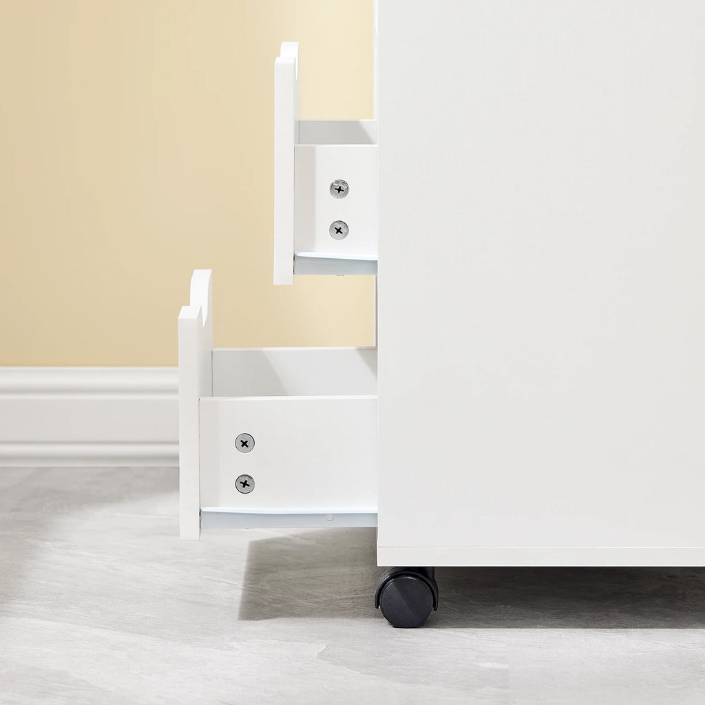 SoBuy FBT105-W mesa impresora con 2 cajones y 1 puerta archivos armario rollo contenedor carrito de oficina carrito lateral contenedor de oficina Blanco