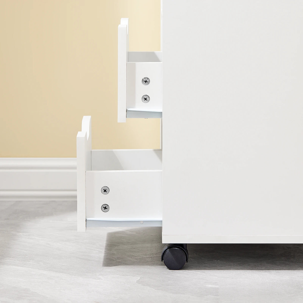 SoBuy FBT105-W mesa impresora con 2 cajones y 1 puerta archivos armario rollo contenedor carrito de oficina carrito lateral contenedor de oficina Blanco