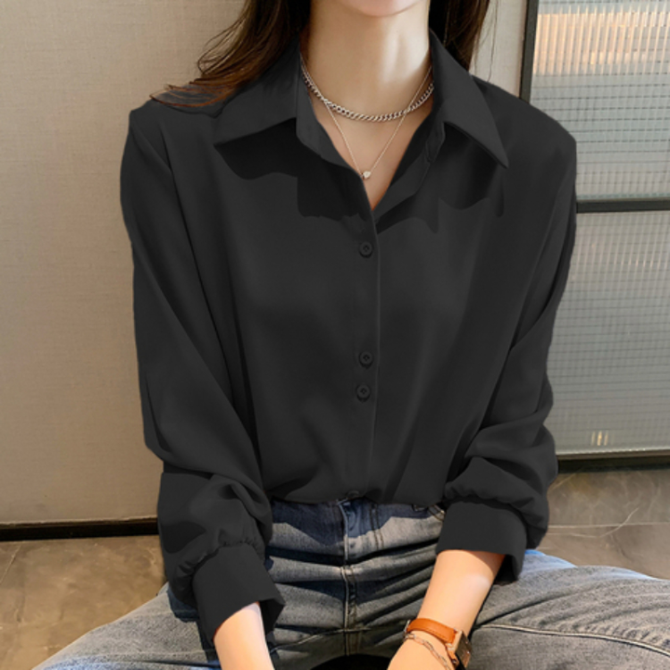 Camisas de talla grande, moda Primavera Verano, blusa holgada de manga larga para mujer, Tops informales de gasa, camisas de oficina para mujer