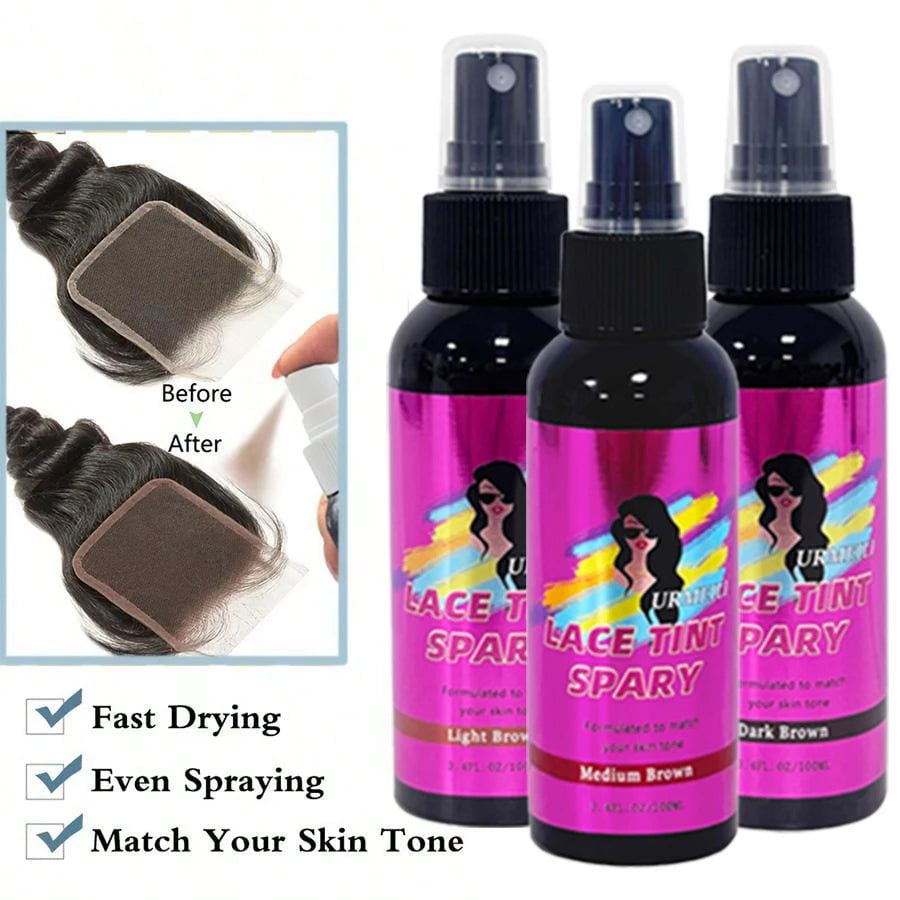 100ML impermeable tinte de encaje Spray corrector Mousse fusión para pelucas cierre de encaje peluquín frontal Control de bordes maquillaje para el cabello