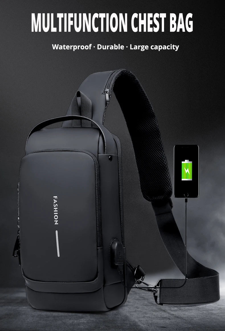 Bolso cruzado de cuero PU para hombre, bandolera clásica antirrobo, bolso de pecho multifuncional, nueva marca de diseñador
