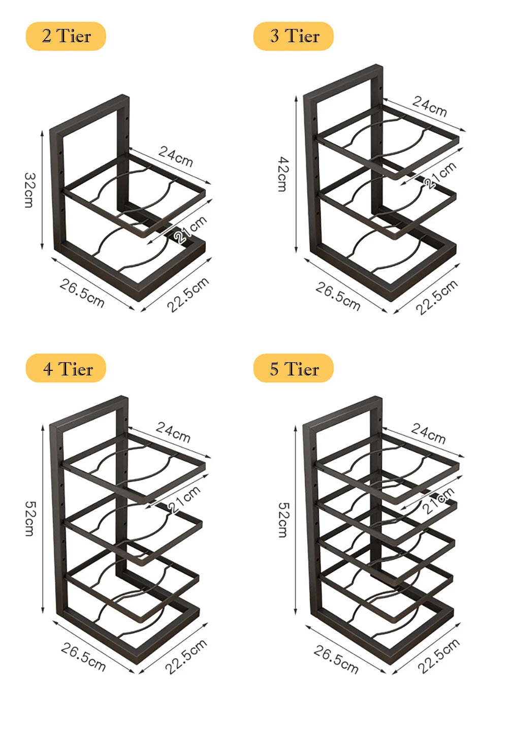 Organizador de estante de ollas ajustable, estante de almacenamiento de ollas de acero inoxidable para cocina, organizador de ollas y sartenes para el hogar multicapa para Cocina