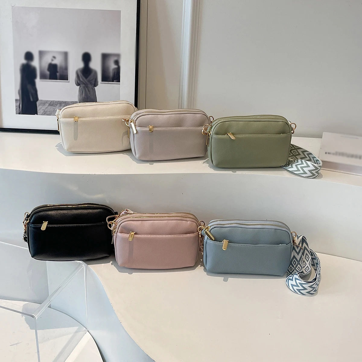 Bolso cruzado vegano elegante para mujer, bolso de hombro de PU minimalista y a la moda, compacto, espacioso, apto para teléfono