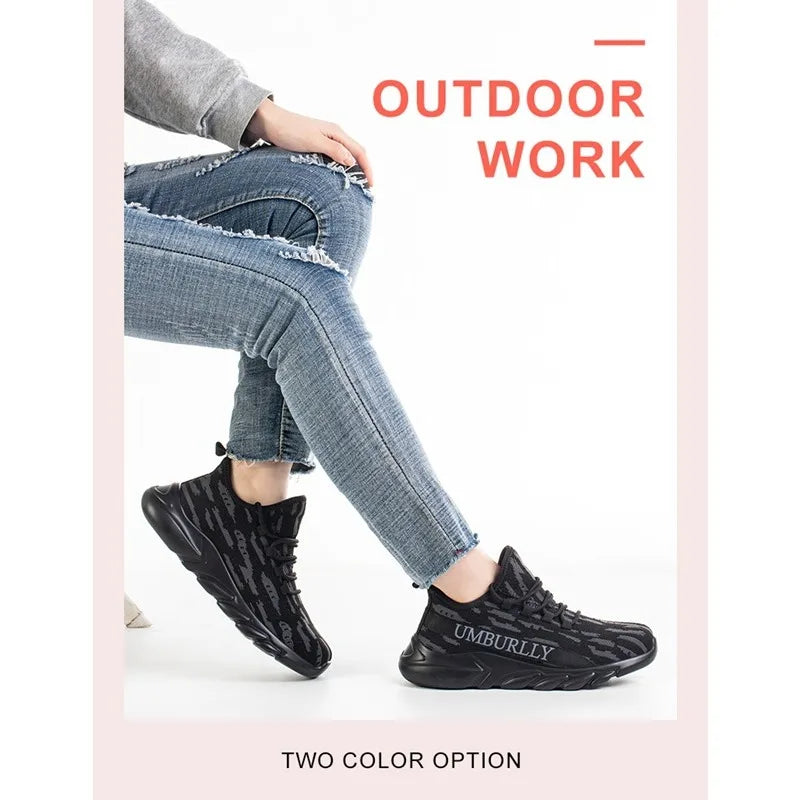 Zapatos de protección laboral para mujer, antigolpes, antiperforación, ligeros, transpirables, duraderos, cómodos zapatos de trabajo