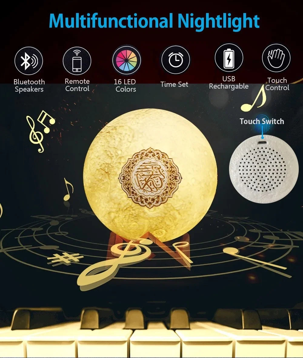 Azan-luz nocturna musulmana, Corán, portátil, inalámbrico, Caixa De Som, Altavoz Bluetooth, caja De sonido De música, lámpara sagrada Blutooth, Mini deflector