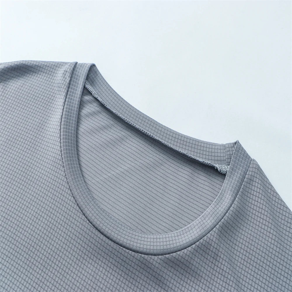 Camiseta deportiva de verano para hombre, camiseta atlética de manga corta con cuello redondo, poliéster, secado rápido, transpirable, ligera, para gimnasio, correr, culturismo, entrenamiento, fútbol, camisetas depo