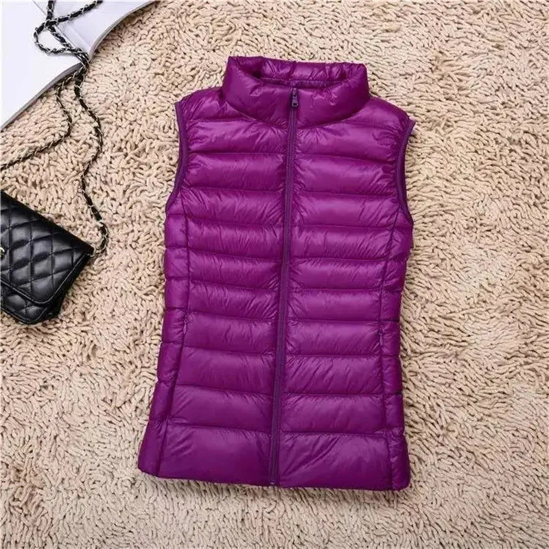 Chalecos ultraligeros para mujer, chaqueta ajustada sin mangas, chaleco ligero a prueba de viento portátil para chica, camisetas sin mangas para mujer, novedad de 2024