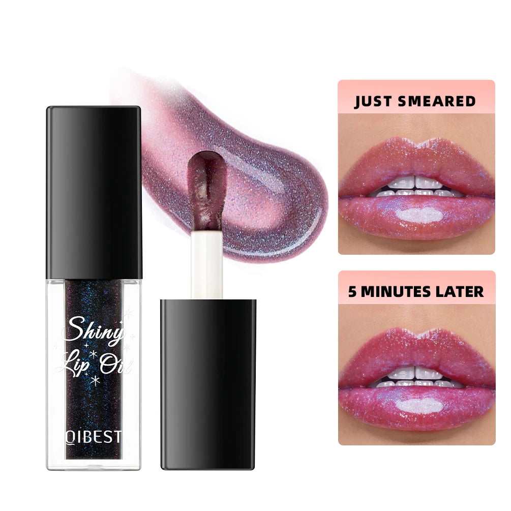 Brillo Labial QIBEST con Efecto Espejo, Hidratante, Cambia de Color, Bálsamo Labial Brillante, Voluminizador, Tinte Labial Diamante de Larga Duración