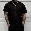 Camiseta de algodón para hombre, camiseta informal con estampado de manga corta para deportes al aire libre, camisetas holgadas para correr, camiseta holgada de estilo harajuku en blanco y negro para uso diario