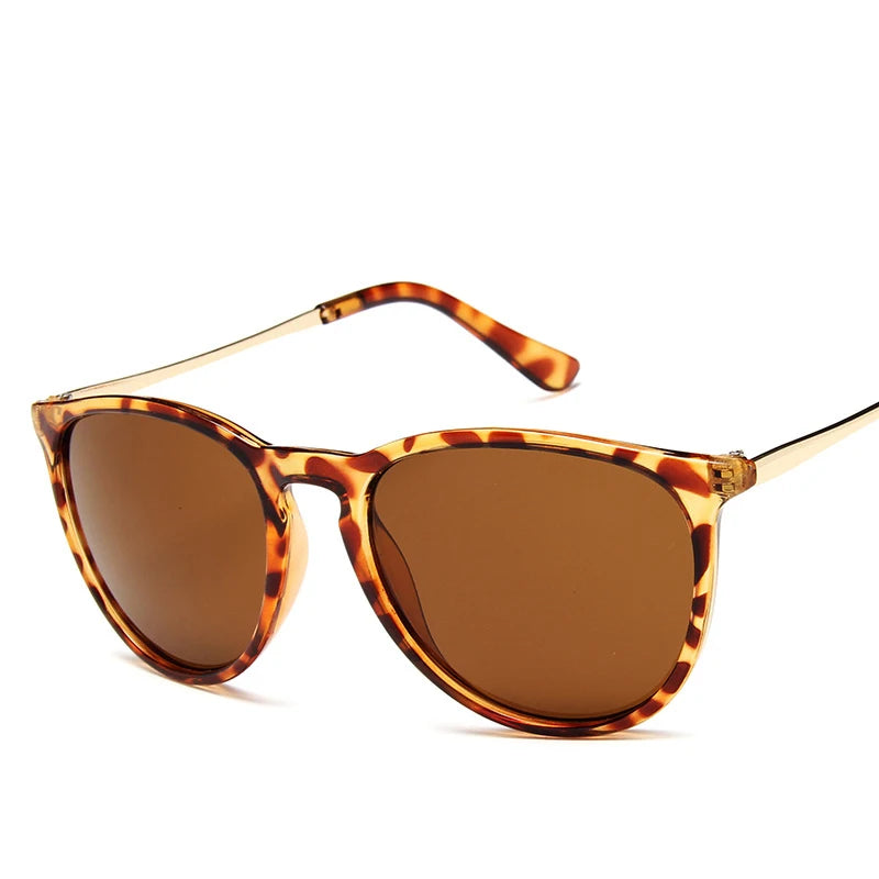 Gafas de sol clásicas con montura metálica populares, gafas de sol redondas para hombres y mujeres, gafas de sol con película reflectante para hombres y mujeres ﻿