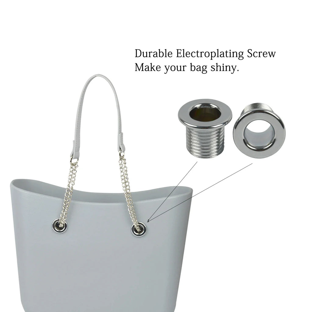 Nuevo 1 par Obag plata larga OT doble cadena con tornillo chapado en Metal para OBag mango O bolso de mujer bolso de hombro