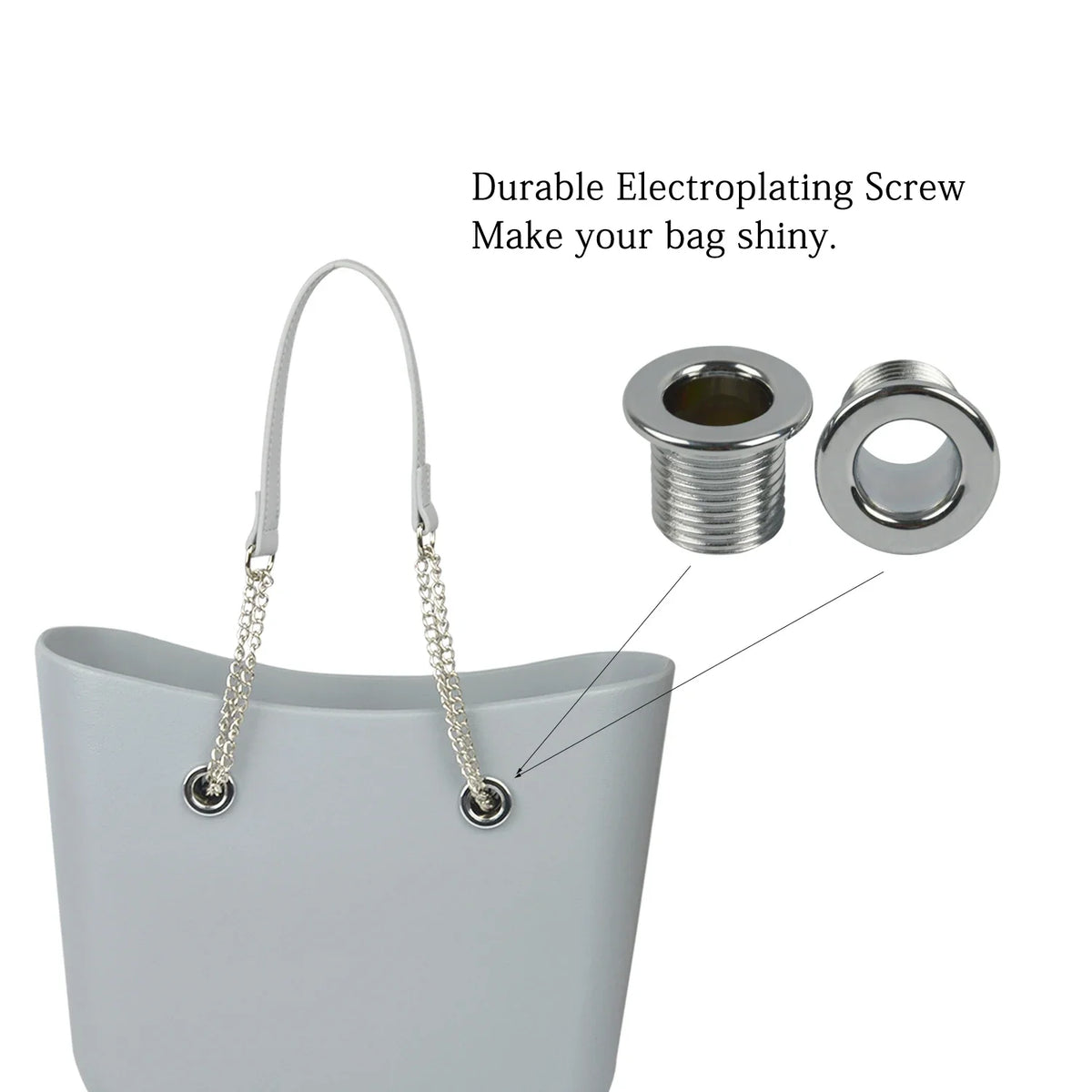 Nuevo 1 par Obag plata larga OT doble cadena con tornillo chapado en Metal para OBag mango O bolso de mujer bolso de hombro