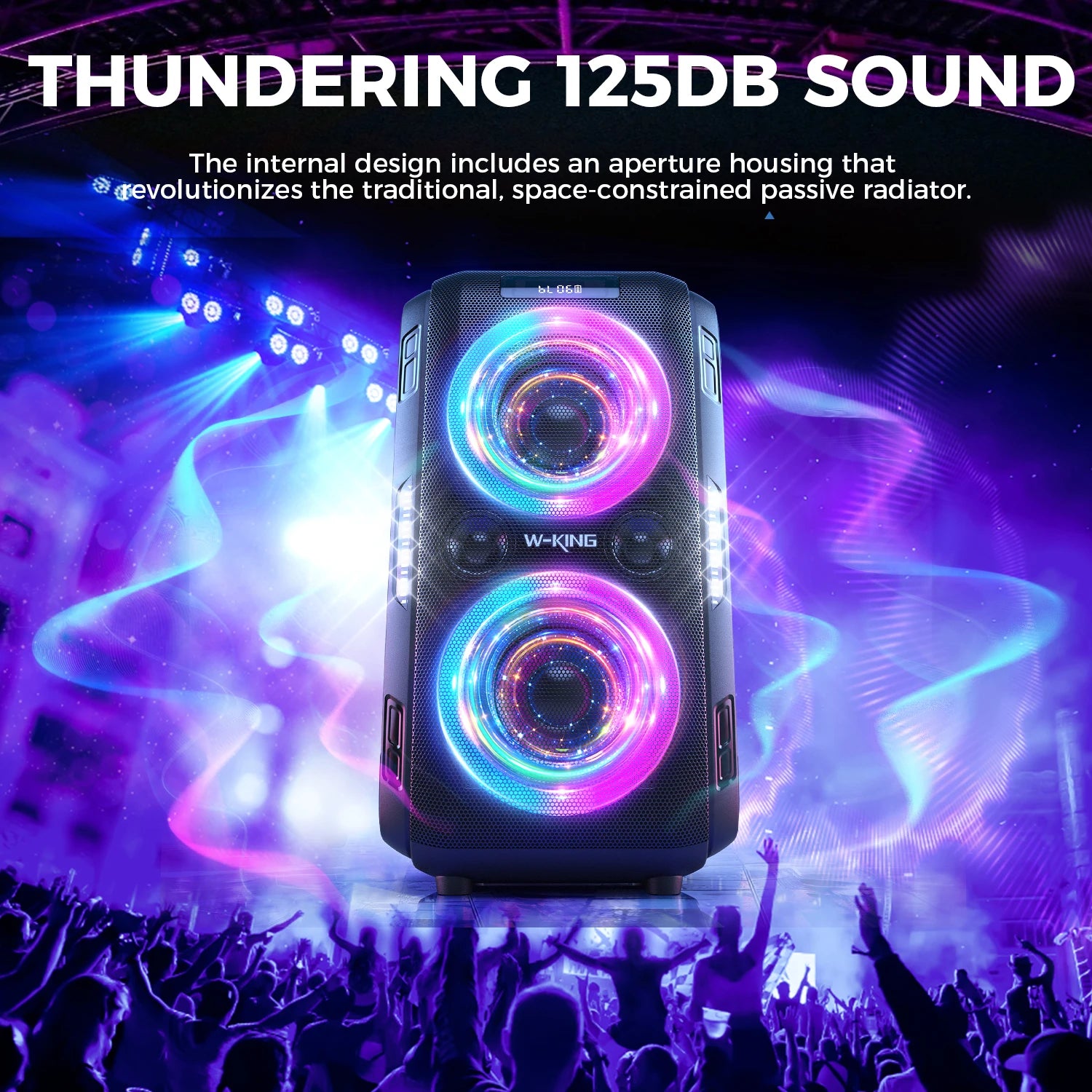 W-KING Altavoz Bluetooth grande PEAK de 250W, el más ruidoso/masif, 120dB/12 graves personalizados, altavoz portátil Boombox de fiesta grande V5.3 inalámbrico