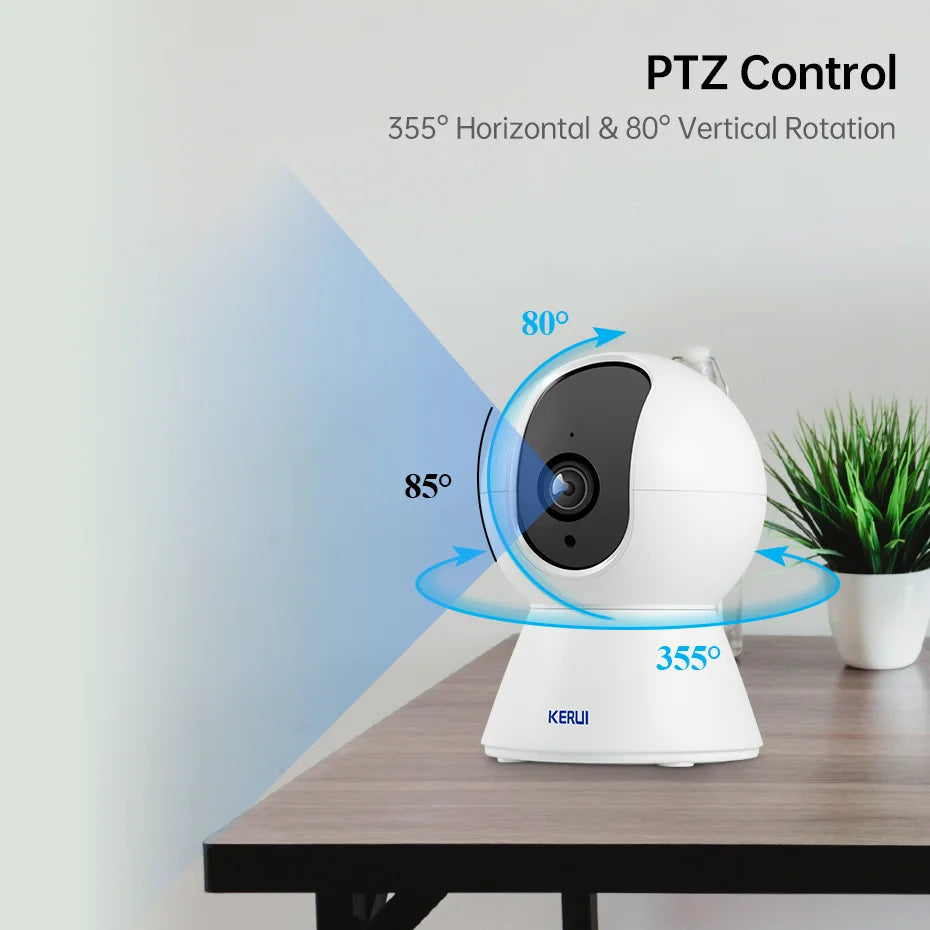 KERUI-minicámara IP inteligente Tuya de 5MP, videocámara inalámbrica para interiores, con WiFi, detección humana de IA, vigilancia CCTV, Monitor de bebé
