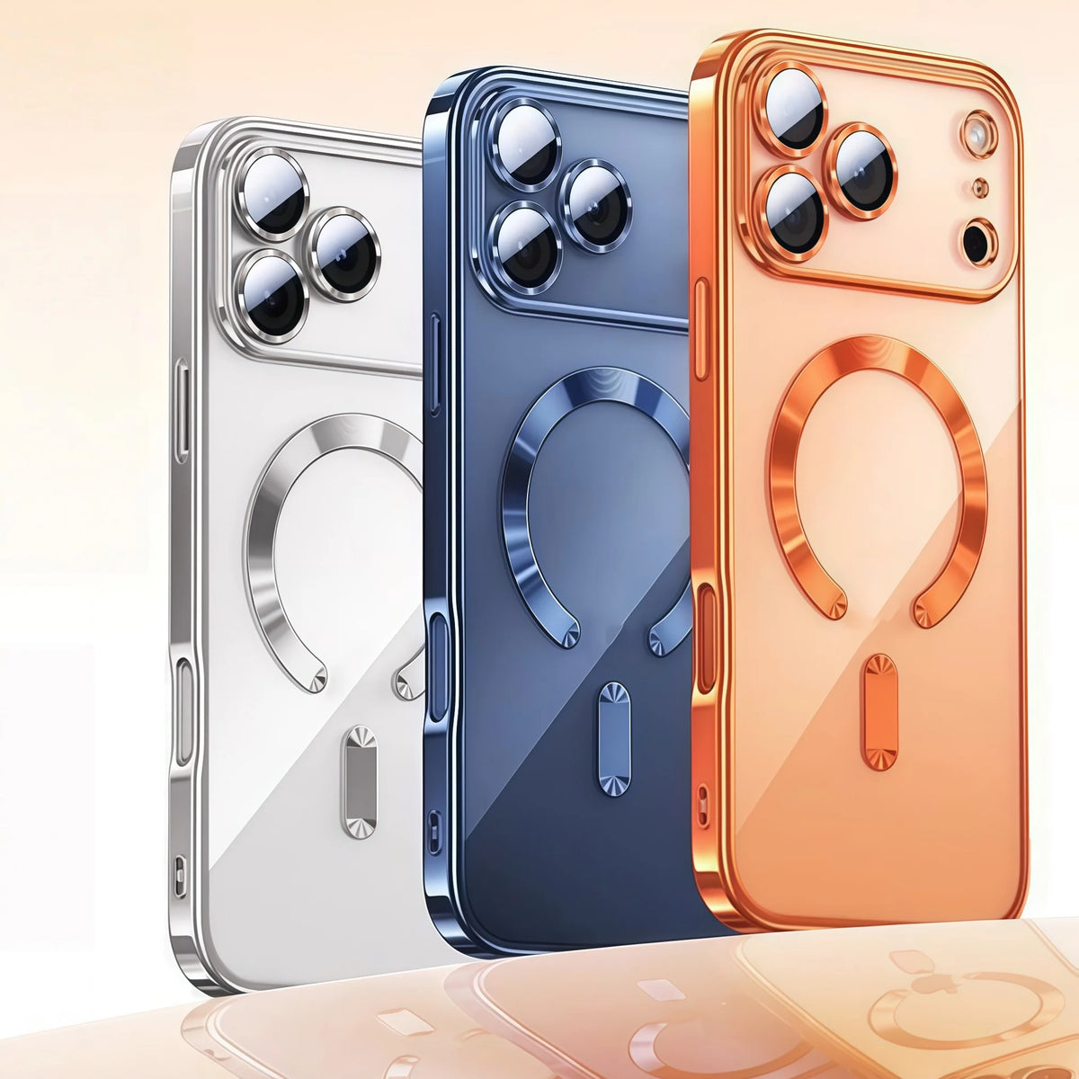 Protección de la cámara cubierta transparente de lujo con revestimiento suave TPU protección contra caídas con funda de teléfono magnética para iPhone17Pro Max/17Pro/Air/17
