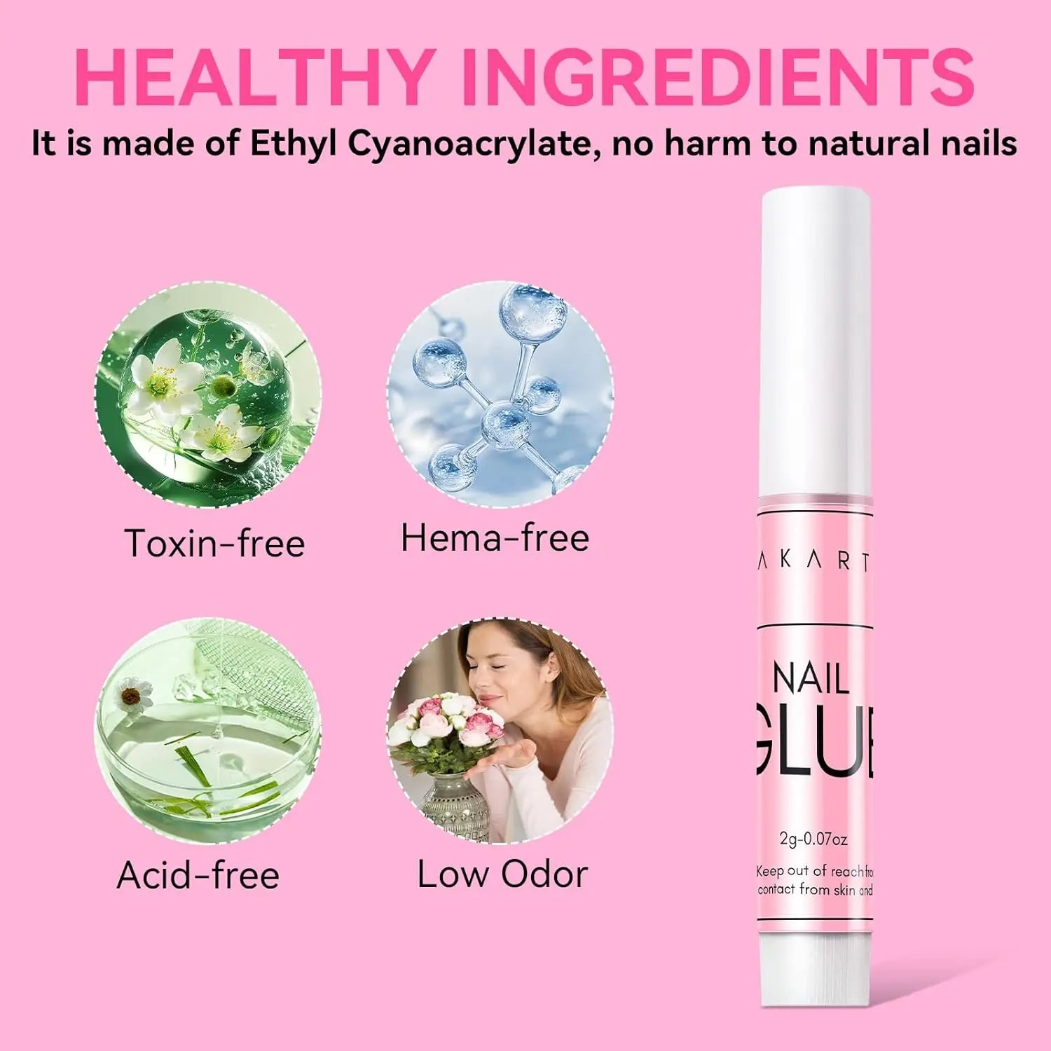 Pegamento para Uñas Makartt Super Fuerte para Uñas Acrílicas, Uñas Postizas, Adhesivo Profesional para Puntas de Uñas, Pegamento para Uñas Adhesivas