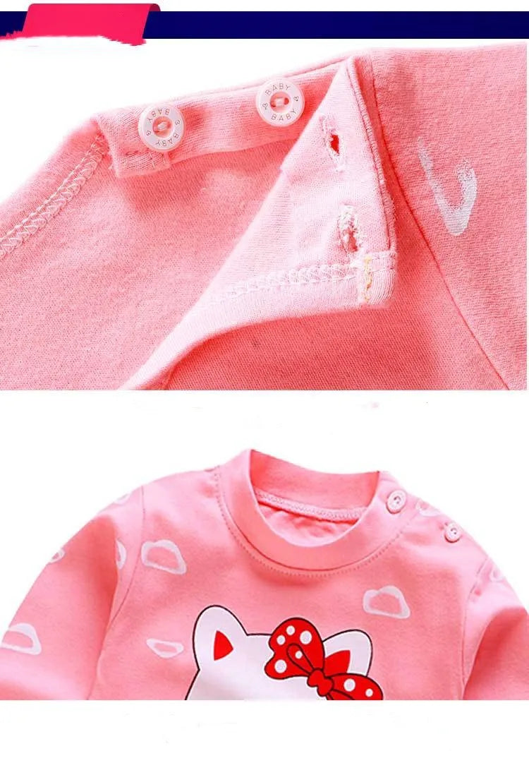 Ropa de algodón para bebé, conjunto de ropa para recién nacido, 2 conjuntos de pijamas de primavera para niños de 0 a 5 años, informal de dibujos animados para bebé