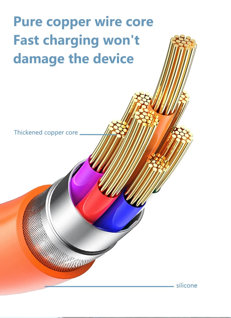 Nuevo Cable de Silicona Líquida Tipo C de Carga Súper Rápida PD de 120w 6A, Cable USB de Carga Rápida de 1M 1.5M 2M, Cable USB C a C