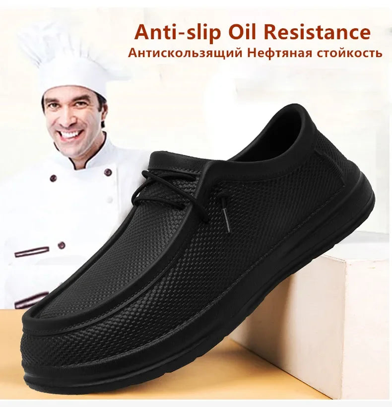 Zapatos de trabajo de cocina para hombre, zapatos de Chef impermeables antideslizantes, zapatos de trabajo informales a la moda para hombre, zapatos de agua para exteriores de talla grande 40-47