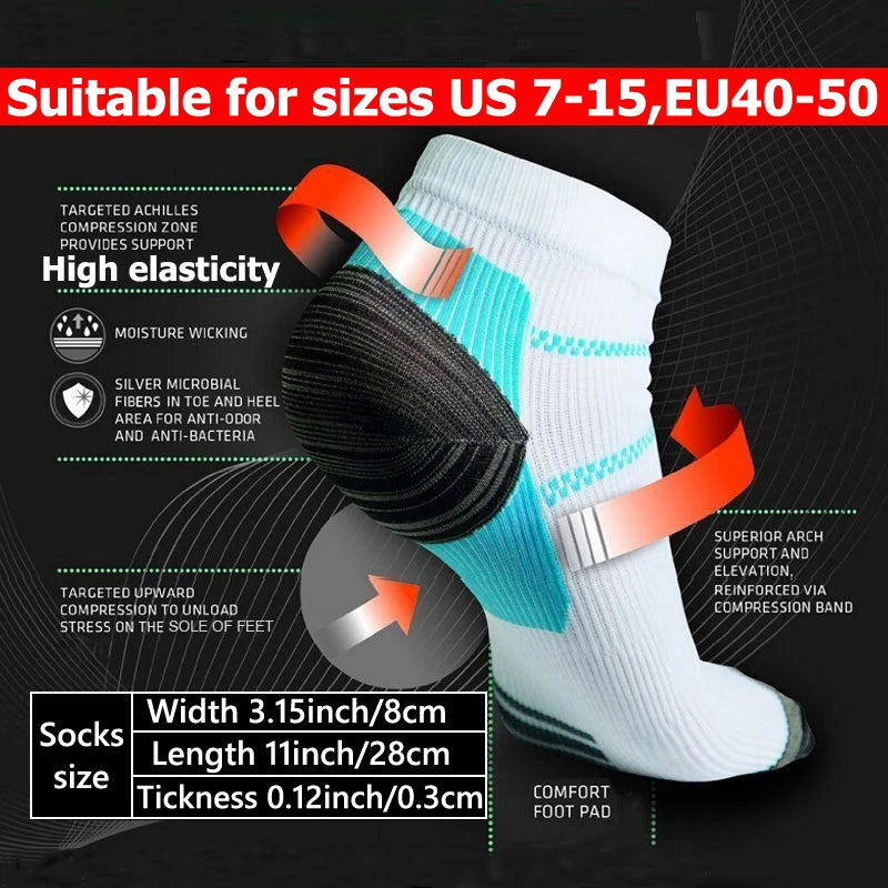 1 par de calcetines para fascitis plantar con soporte para el arco para hombres y mujeres, los mejores calcetines de compresión para el tobillo para aliviar el dolor en el pie y el talón,