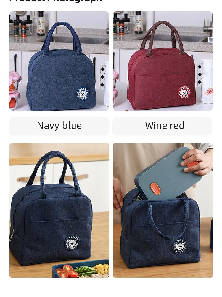 Bolsa de almuerzo aislada para mujeres y niños, bolsa térmica portátil, bolsa de hielo, contenedor de comida de lona, bolsas de Picnic de alimentos