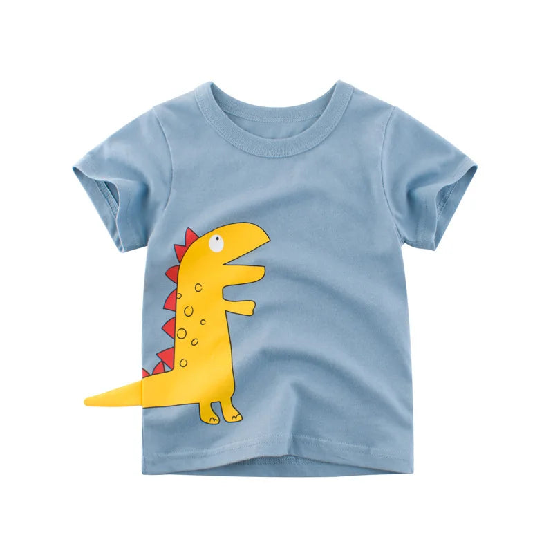 OLEKID-ropa de verano para niños, camisetas con estampado de dibujos animados para niños de 2 a 8 años, camisetas de manga corta para niños pequeños, 2025