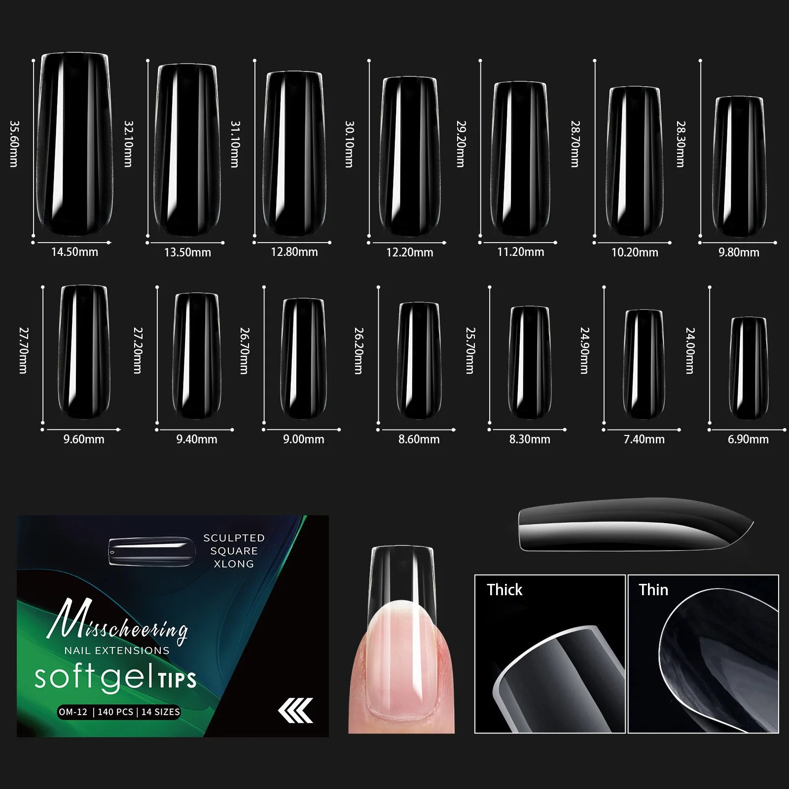 120/140 Uds. Puntas de uñas postizas de aguja de almendra extensión de uñas postizas suaves y transparentes para el hogar DIY salón de uñas manicura prensa en las uñas