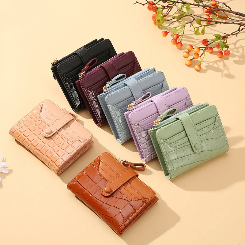 Cartera corta para mujer, monedero pequeño de cuero de marca de lujo a la moda, tarjetero para mujer, bolso de mano para mujer, billetera con Clip para dinero 2023