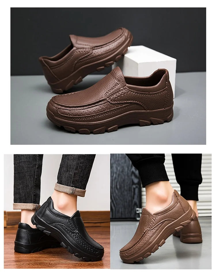Zapatos de chef para hombre, zapatos de trabajo de cocina impermeables y a prueba de aceite, ultraligeros, antideslizantes, de suela blanda EVA, informales, para jardín