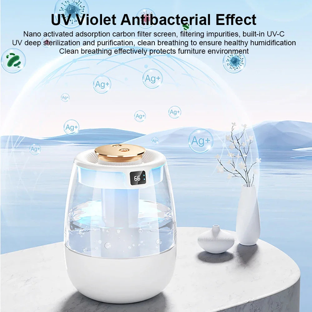 Humidificador de aire profesional de gran capacidad, doble puerto de pulverización, máquina de niebla para el hogar, habitación, oficina, humidificador de aire de escritorio silencioso