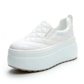 2025 zapatos de cuña de plataforma primavera otoño cabeza redonda Color sólido zapatillas gruesas Casual Slip on mocasines femeninos