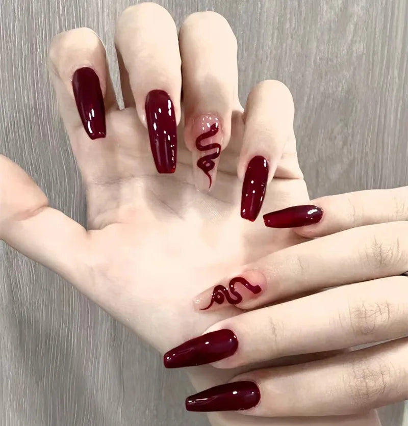 24 Uñas Postizas Degradadas Francesas Estilo Bailarina, Resistentes al Agua, Forma Ataúd Mediano, Uñas Falsas, Puntas de Uñas a Presión