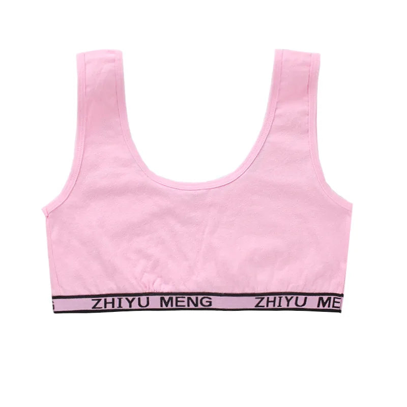Sujetador de entrenamiento de algodón para chica adolescente de 8 a 18 años, chaleco para adolescentes, camisetas sin mangas inalámbricas para niños, KF020