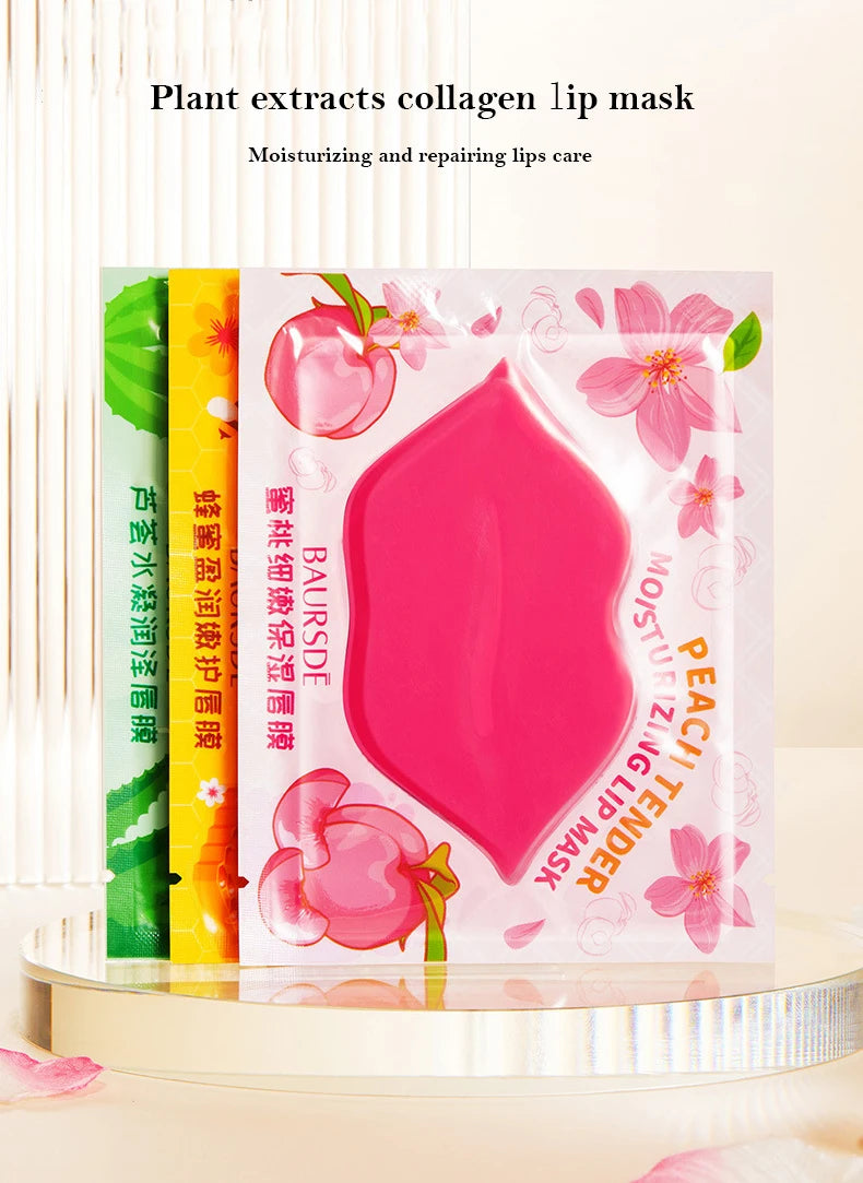 5/10 unids/lote mascarilla labial nutritiva de colágeno esencia de frutas hidratante reafirmante parche labial antiarrugas cuidado de la piel