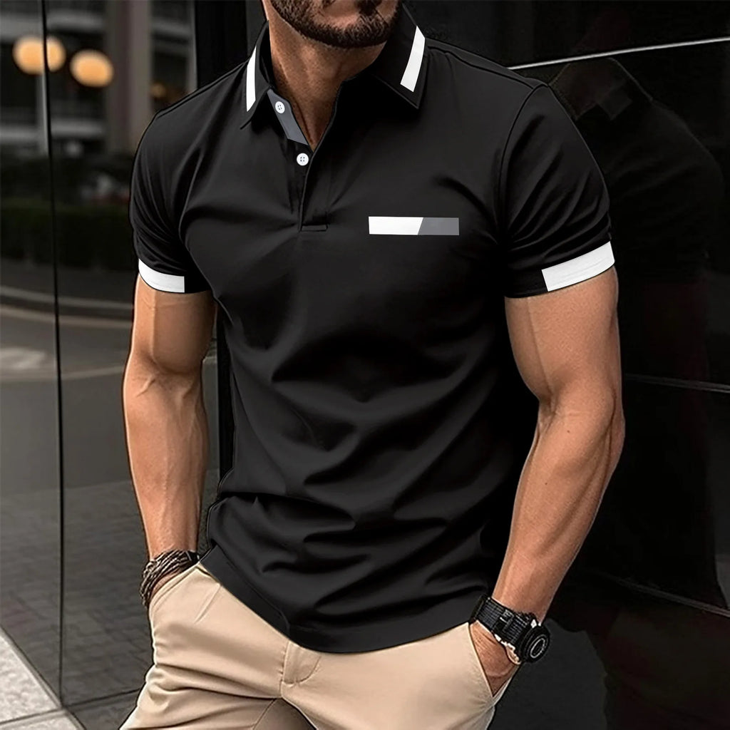 Camiseta deportiva informal para hombre, Polo elástico de manga corta para gimnasio y correr, top con solapa, camiseta ajustada para hombre
