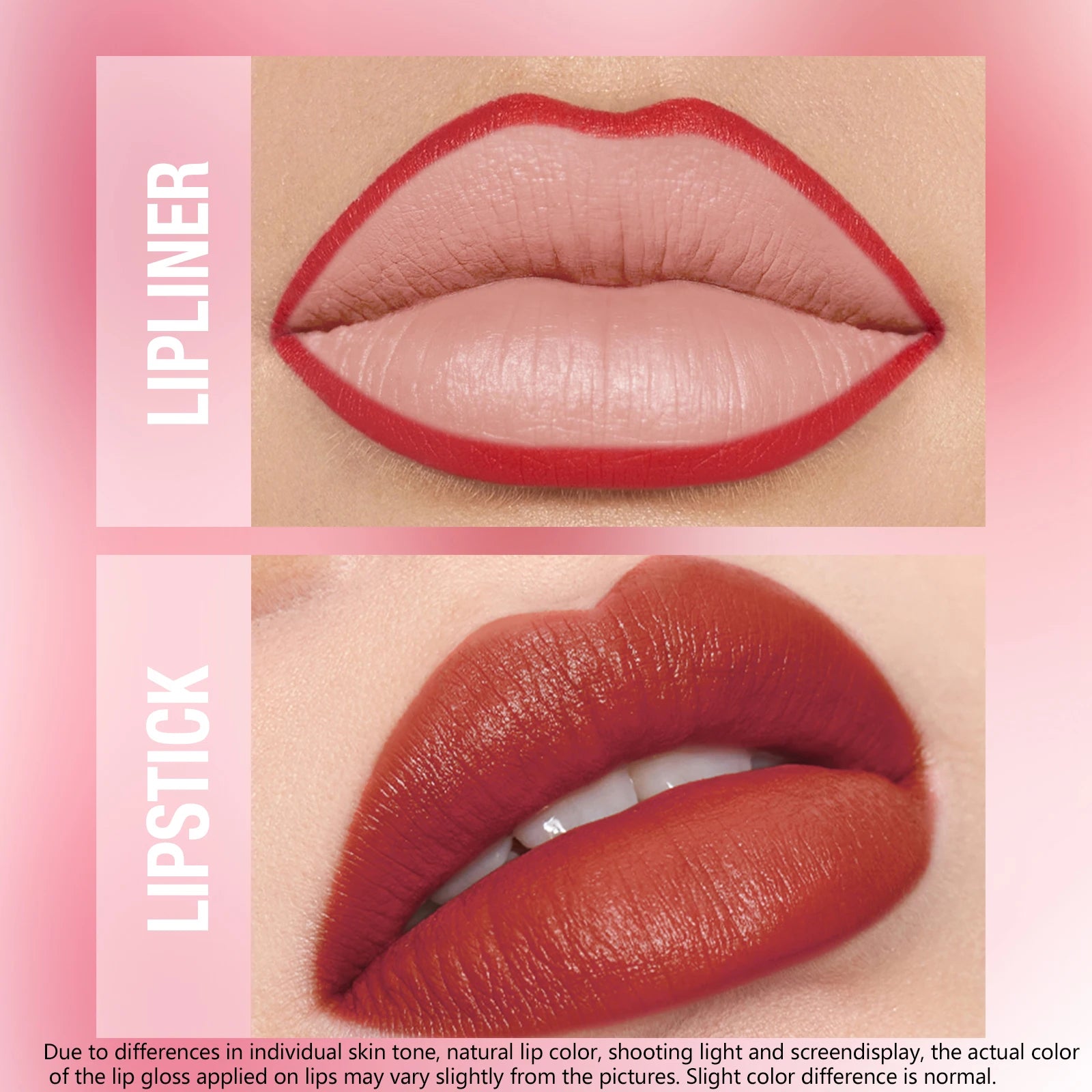 Delineador de labios impermeable integrado + juego de lápiz labial, sin manchas, sin desvanecimiento, sin taza, duradero, fácil de crear un maquillaje perfecto.