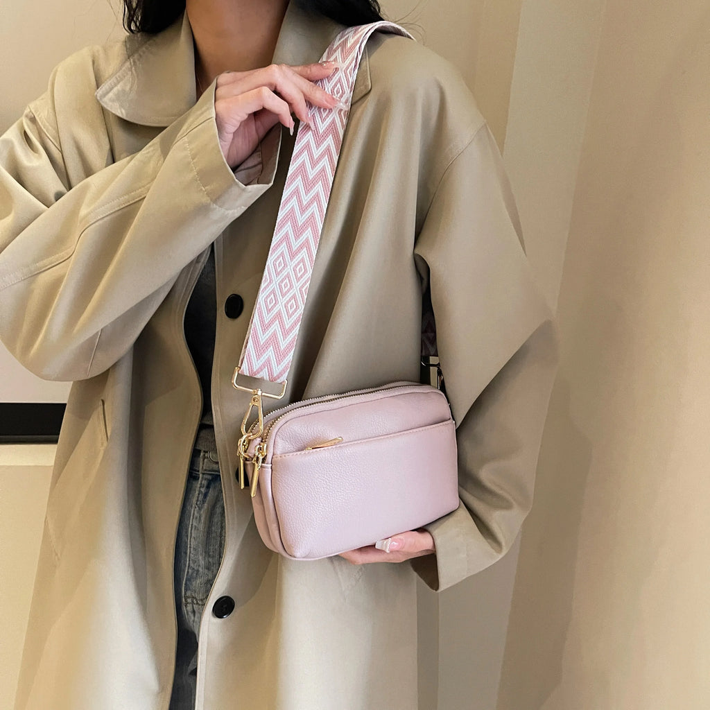Bolso cruzado vegano elegante para mujer, bolso de hombro de PU minimalista y a la moda, compacto, espacioso, apto para teléfono