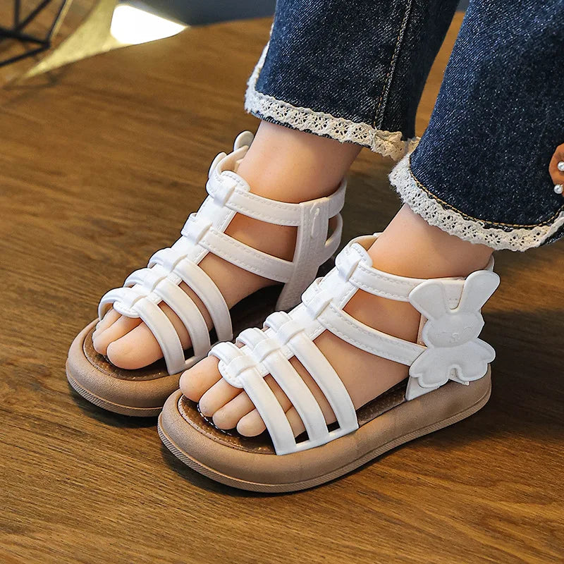 Sandalias de verano para niñas de 1 a 10 años, zapatos bonitos y versátiles de princesa a la moda para estudiantes, Sandalias planas, calzado informal